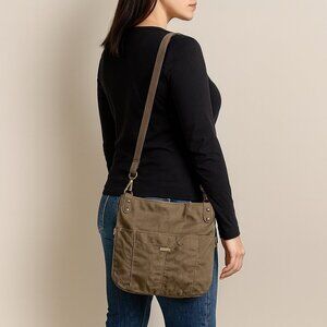 Kipling New Yindi Tan/Cream Coated Canvas Crossbody Bag